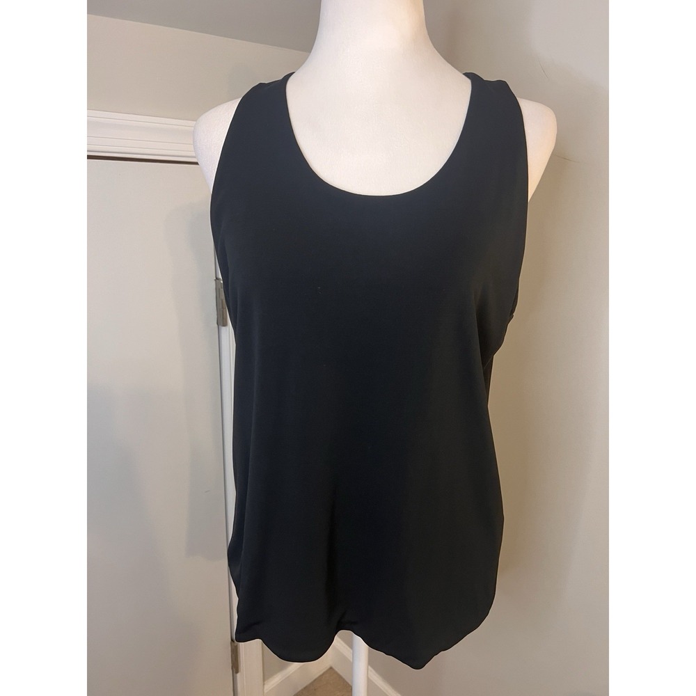 Eileen Fisher 100% Silk Shell Tank Top Large Black Minimalist
